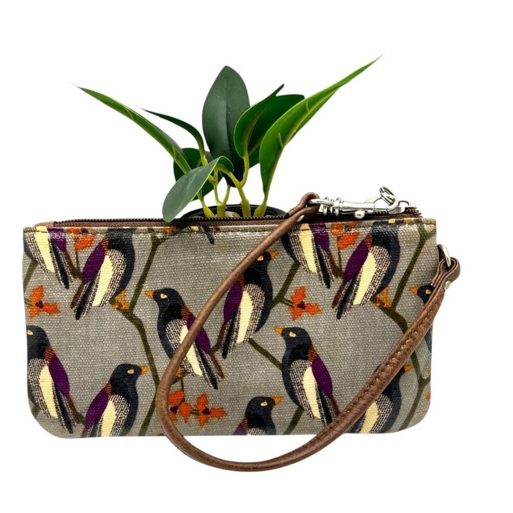 Fossil Key Per Bird Print Wristlet Purse With Bro… - image 4